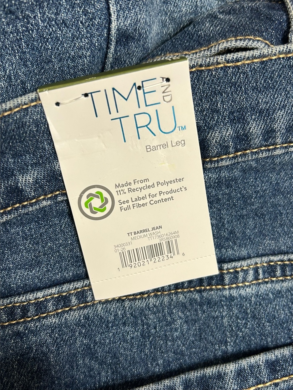 New! Time and Tru High Rise Barrel Leg Jeans Womens Size 18 - Picture 3 of 7